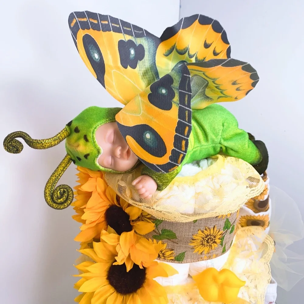 Sunflowers Diaper Cake, Butterfly Diaper Cake